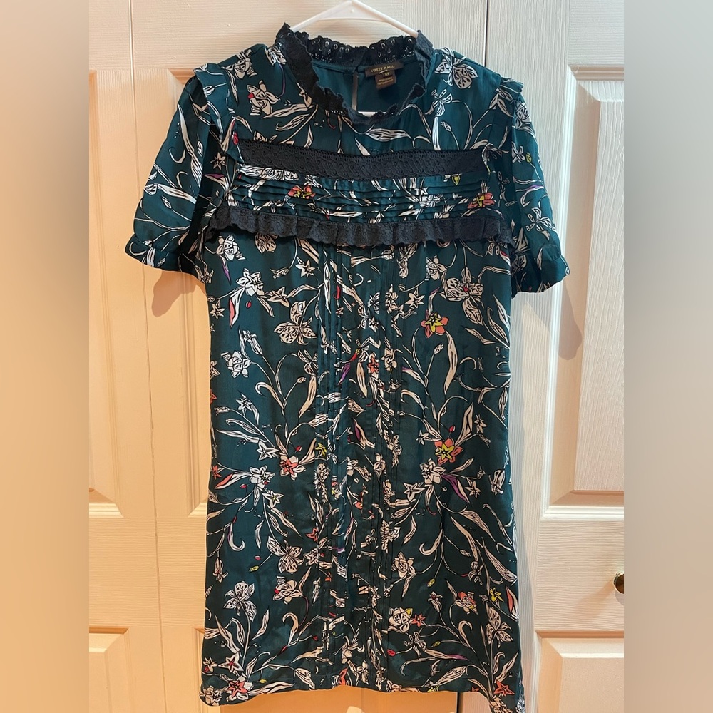 Anthropology Vineet Bahl Turquoise Floral Dress Size XS - Picture 2 of 16